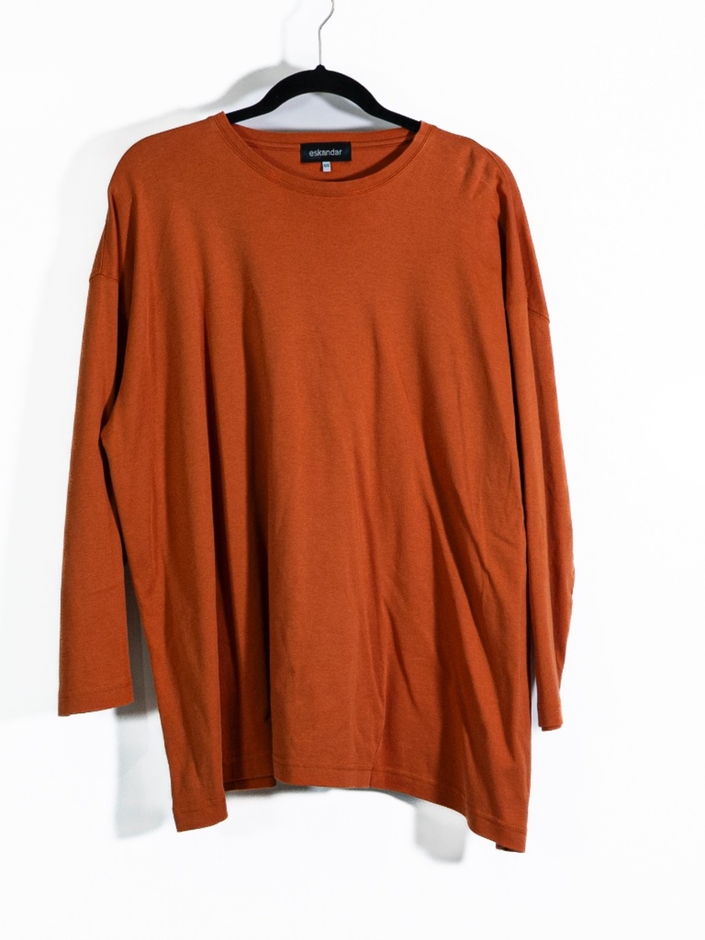 Eskandar Women's 100% Pima Cotton Crew Neck Long Sleeve Pullover Tee Shirt Top